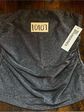 No Boundaries Metallic Silver Black Strapless Tube Top Small NWT